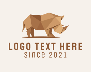 Brown Rhinoceros Origami  logo design