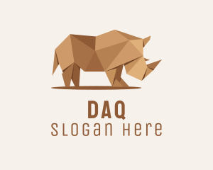 Brown Rhinoceros Origami  Logo