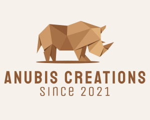 Brown Rhinoceros Origami  logo design