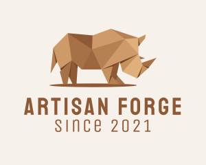 Craftsman - Brown Rhinoceros Origami logo design