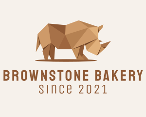 Brown Rhinoceros Origami  logo design