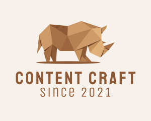 Brown Rhinoceros Origami  logo design