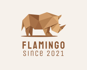 Wallpaper - Brown Rhinoceros Origami logo design