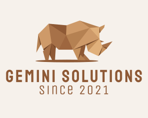 Brown Rhinoceros Origami  logo design