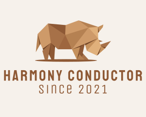 Brown Rhinoceros Origami  logo design