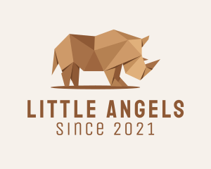 Brown Rhinoceros Origami  logo design