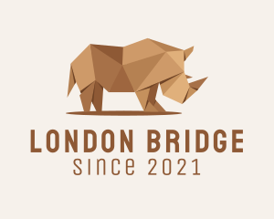 Brown Rhinoceros Origami  logo design