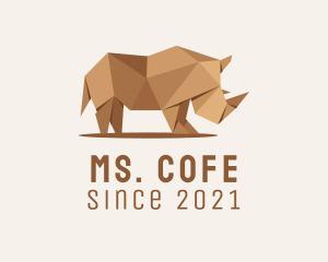 Brown Rhinoceros Origami  logo design