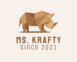 Handicraft - Brown Rhinoceros Origami logo design