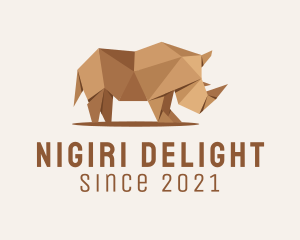 Brown Rhinoceros Origami  logo design