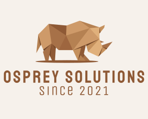 Brown Rhinoceros Origami  logo design