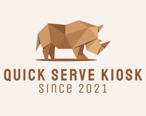 Brown Rhinoceros Origami  logo design