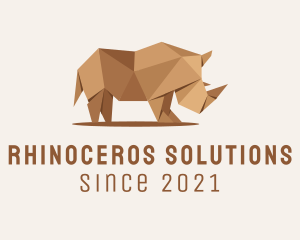 Rhinoceros - Brown Rhinoceros Origami logo design