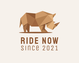 Brown Rhinoceros Origami  logo design