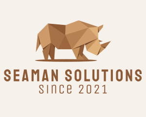 Brown Rhinoceros Origami  logo design