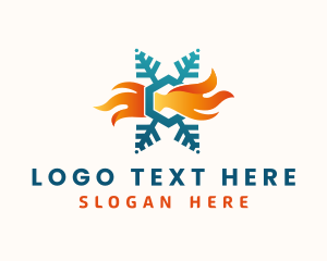 Flame - Cooling Heating Flame logo design