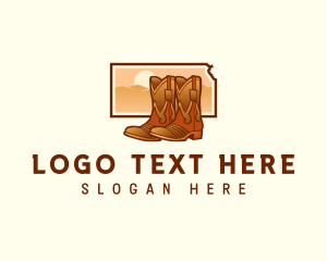 Map - Kansas Cowboy Boots logo design