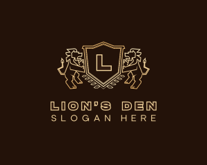 Luxury Lion Shield logo design