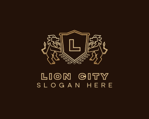 Luxury Lion Shield logo design