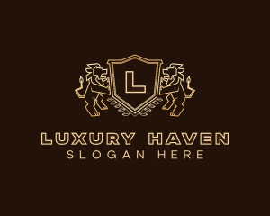 Luxury Lion Shield logo design