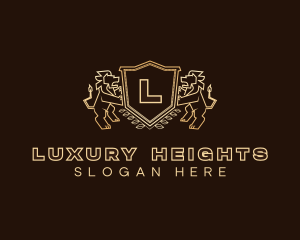 Luxury Lion Shield logo design