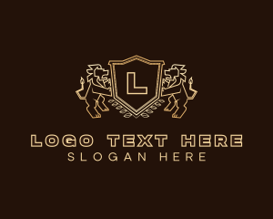 Hotel - Luxury Lion Shield logo design