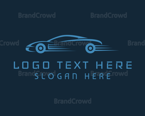 Blue Sports Car Racing Logo