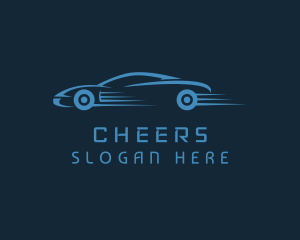 Blue Sports Car Racing Logo