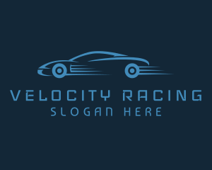 Blue Sports Car Racing logo design