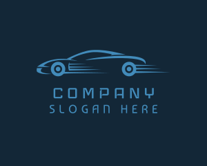 Racer - Blue Sports Car Racing logo design