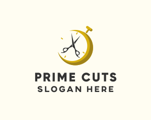 Barber Scissors Stopwatch logo design