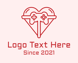 Controller - Minimalist Heart Gamer logo design