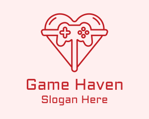 Minimalist Heart Gamer  Logo