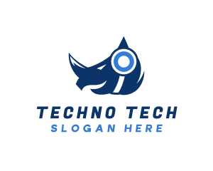 Techno - DJ Rhino Headphones logo design