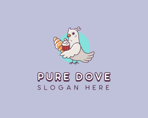 Dove Croissant Cupcake logo design