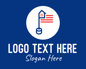 Architect - House USA Flag Pole logo design