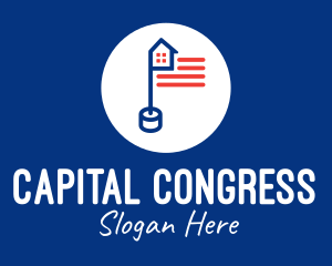 Congress - House USA Flag Pole logo design