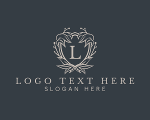 Flourish - Elegant Wreath Shield logo design