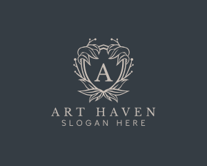 Elegant Wreath Shield logo design