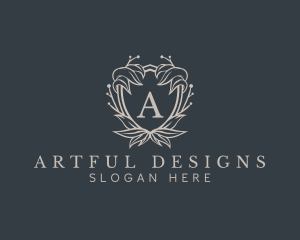 Elegant Wreath Shield logo design