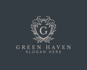 Elegant Wreath Shield logo design