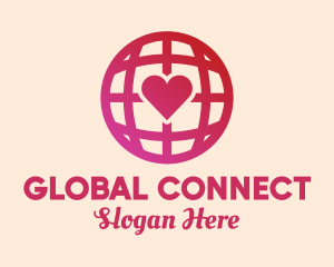 International - Red Heart Globe logo design