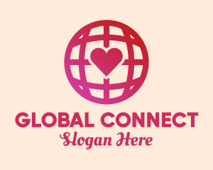 Red Heart Globe logo design