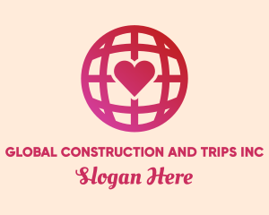 Red Heart Globe logo design