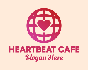 Heart - Red Heart Globe logo design