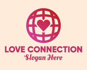 Romance - Red Heart Globe logo design