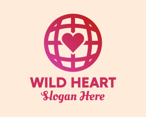 Red Heart Globe logo design