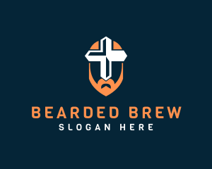 Knight Beard Cross logo design