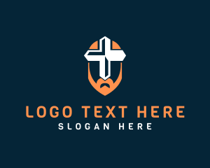 Spartan - Knight Beard Cross logo design