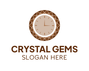 Brown Gemstone Clock logo design